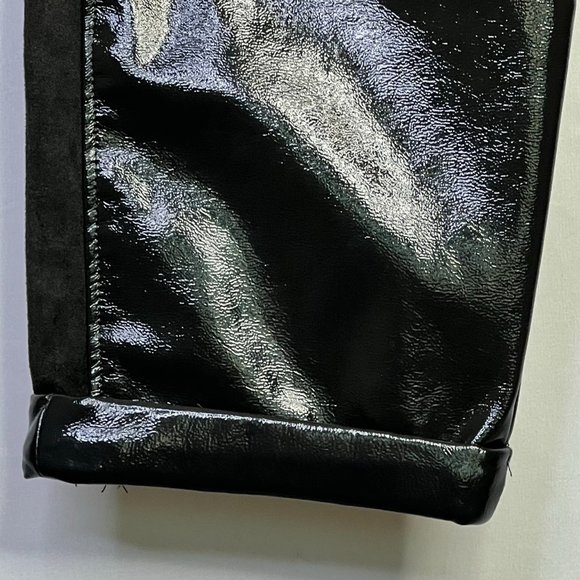 David Lerner Solid Grey Patent Vegan Faux Leather Jogger Pants Size Medium Women - Picture 4 of 10